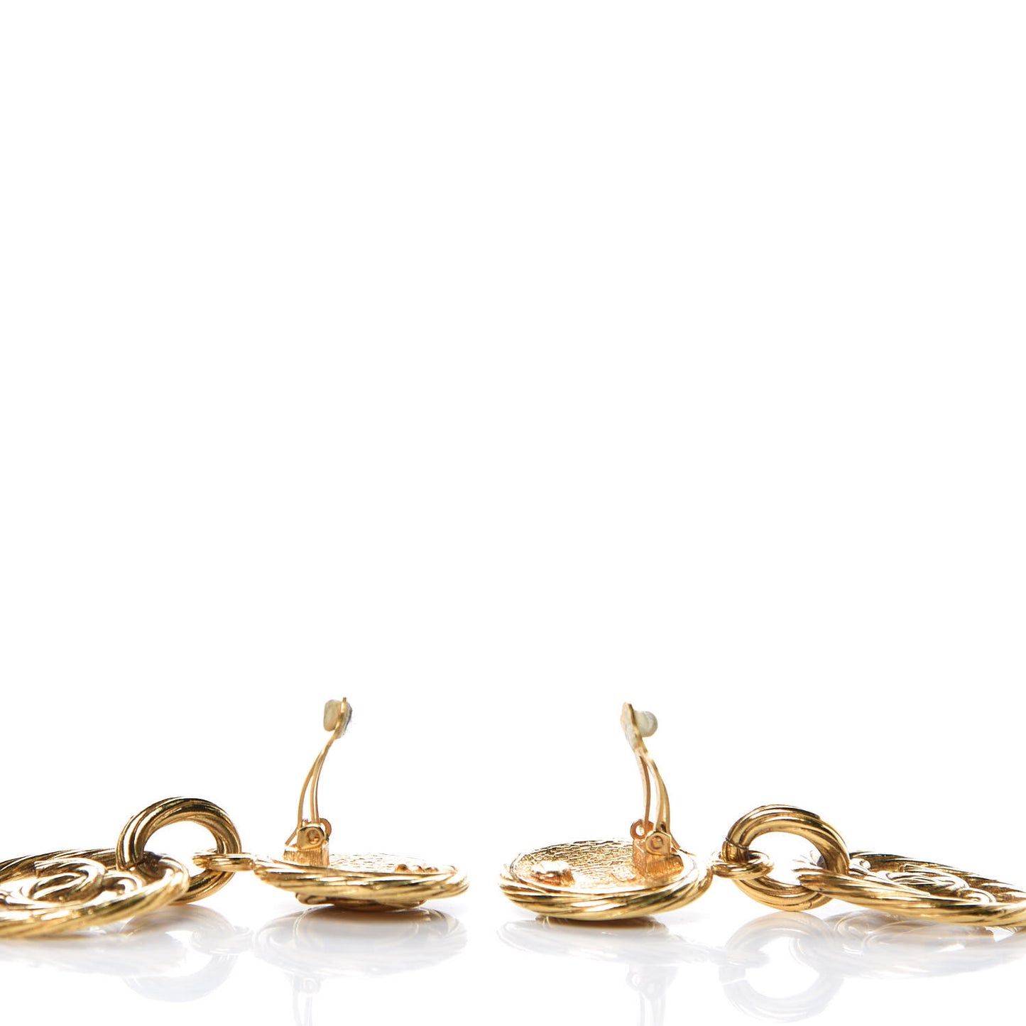 CC Large Drop Clip On Earrings Gold