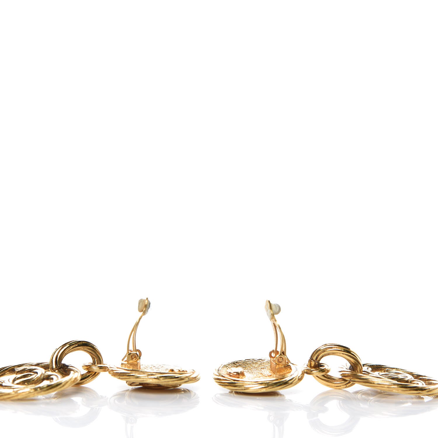 Chanel CC Large Drop Clip On Earrings Gold 3 of 6
