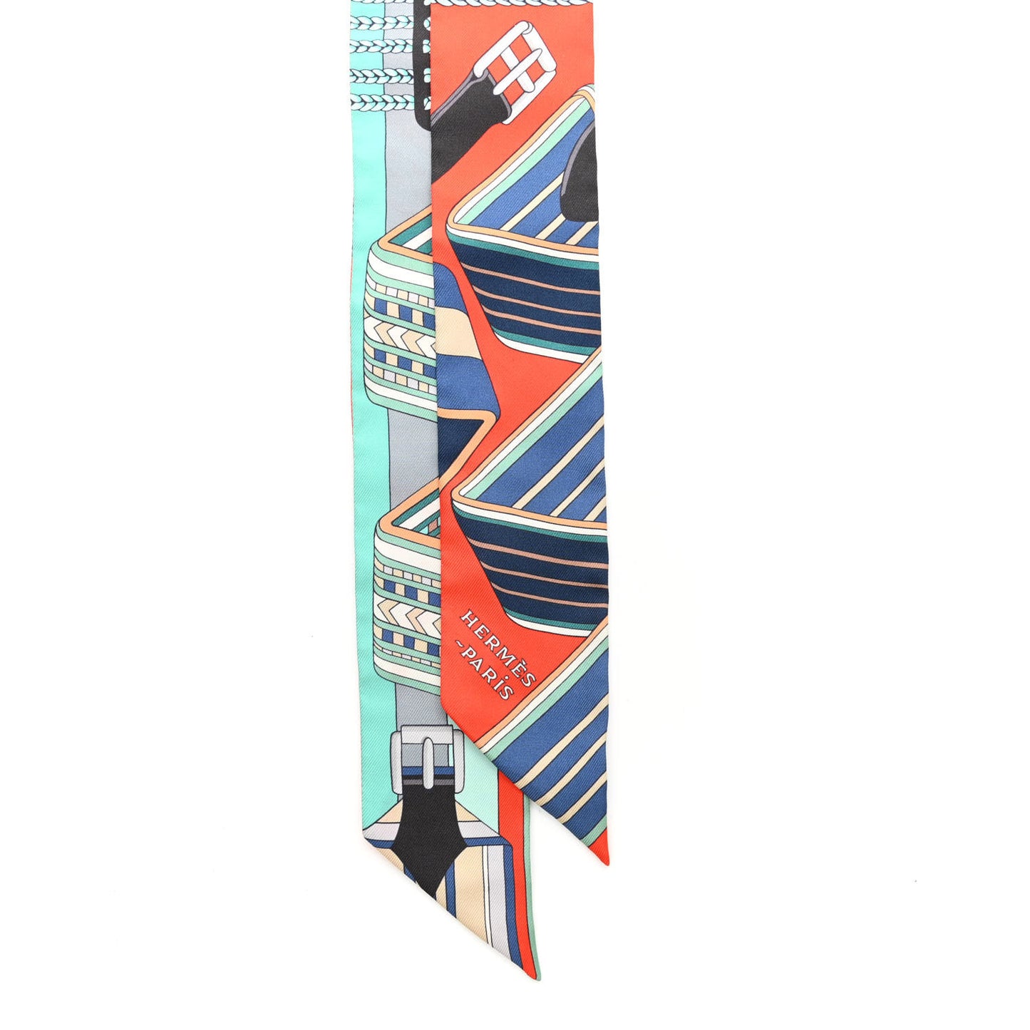 Silk Sangles En Zigzag Twilly Orange Turquoise Gris