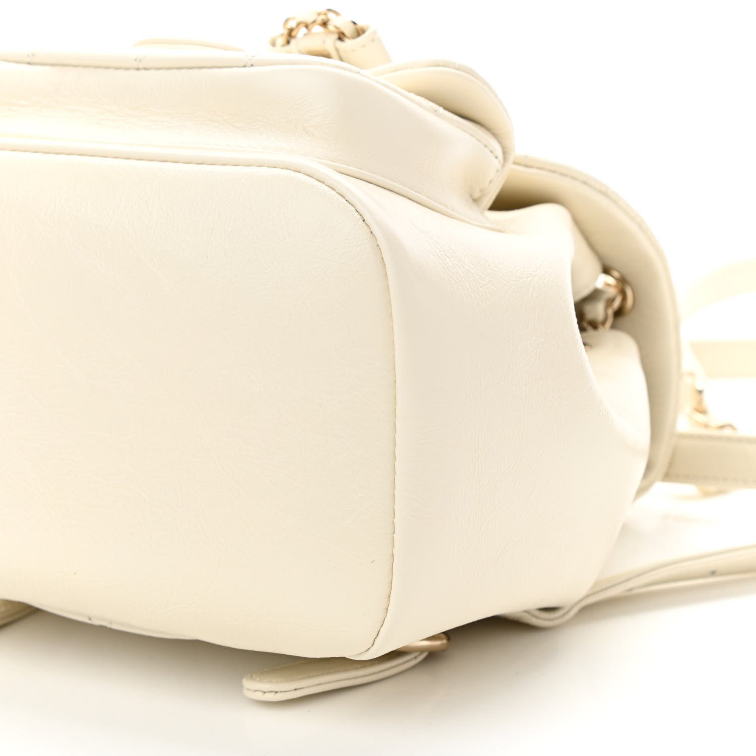 Chanel Glazed Aged Calfskin Quilted Small Duma Drawstring Backpack White 10 of 12