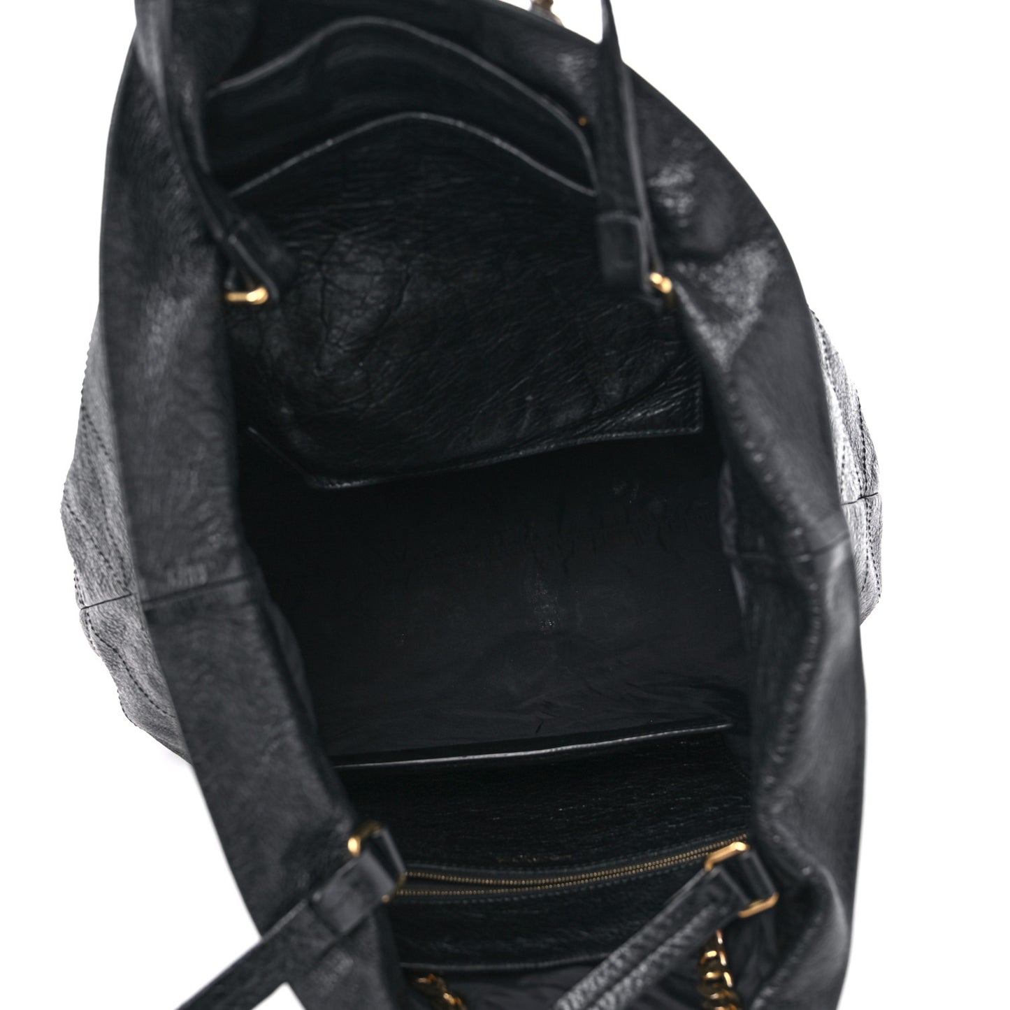 Crinkled Calfskin Quilted Carry Me Tote Black