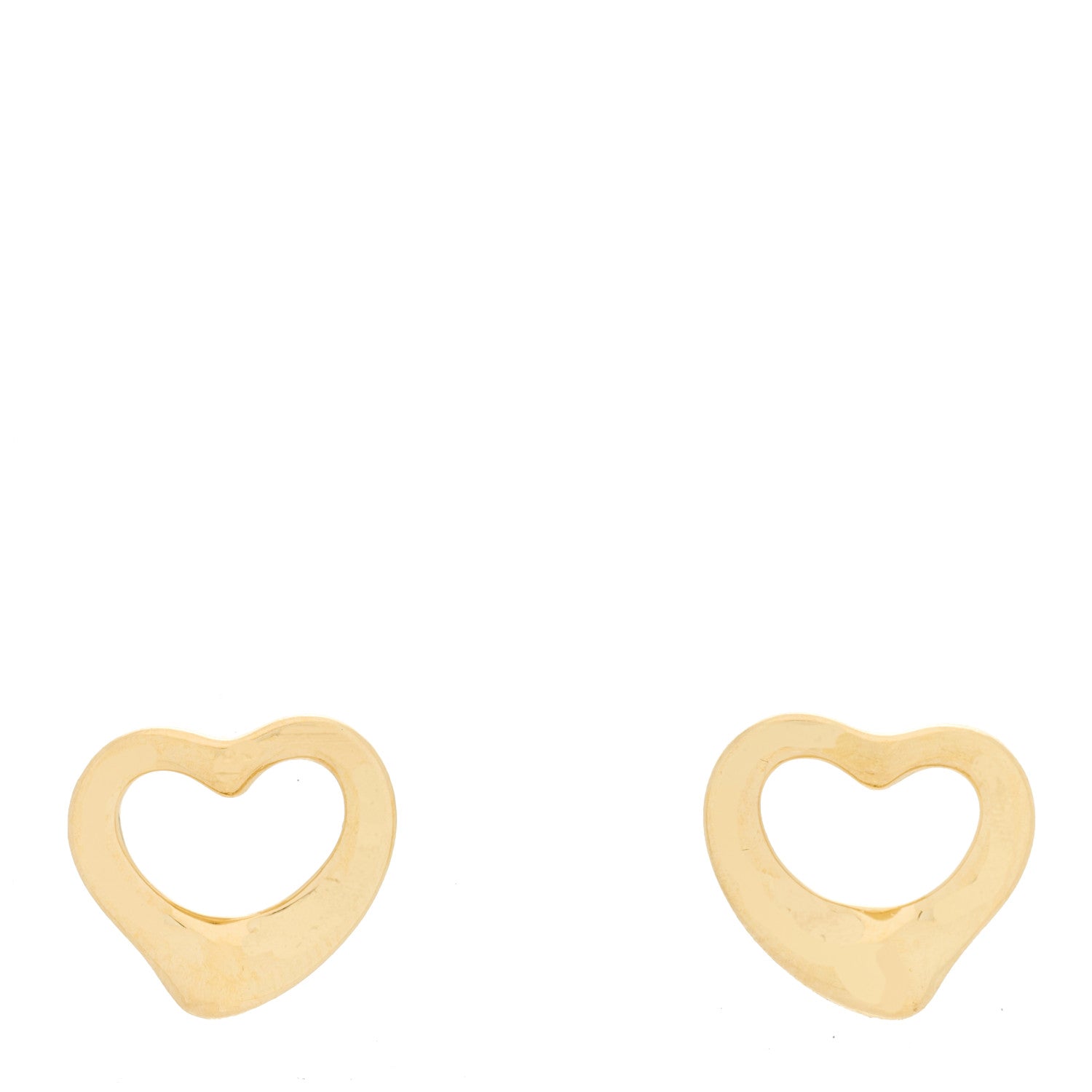 Tiffany 18K Yellow Gold 11mm Elsa Peretti Open Heart Earrings 1 of 3