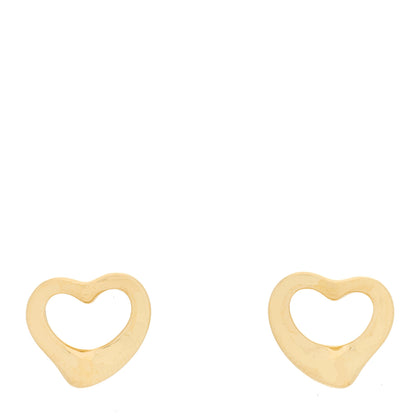 Tiffany 18K Yellow Gold 11mm Elsa Peretti Open Heart Earrings 1 of 3