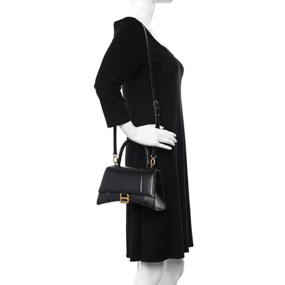 Balenciaga Shiny Box Calfskin Small Hourglass Top Handle Bag Black 2 of 10