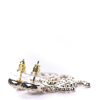 Chanel Crystal Pearl Bow-tiful CC Drop Earrings Gold 3 of 5