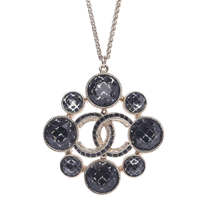 Chanel Gripoix Poured Glass Crystal CC Pendant Necklace Black Gold 4 of 7