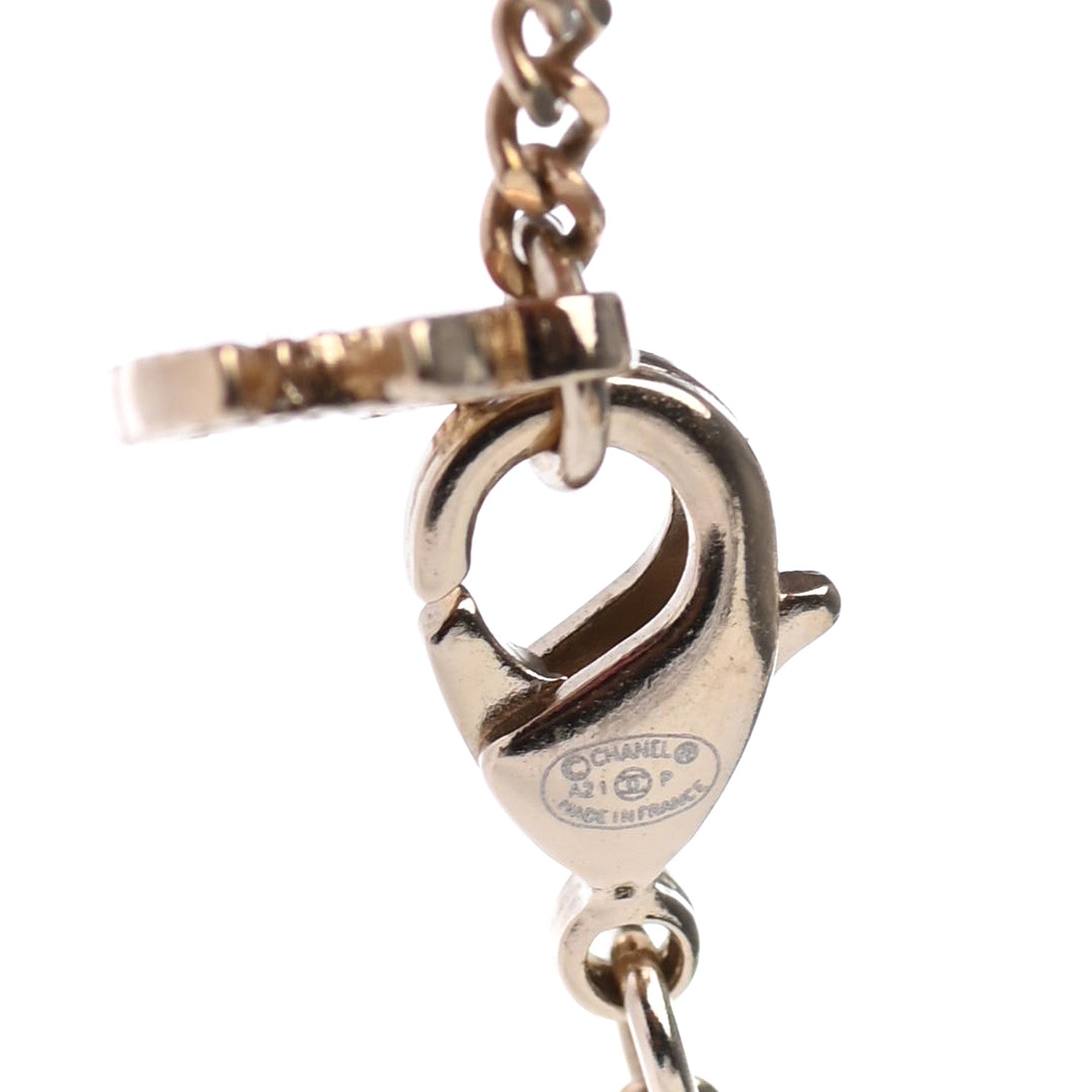 Chanel Crystal CC Logo Pendant Necklace Gold 4 of 4