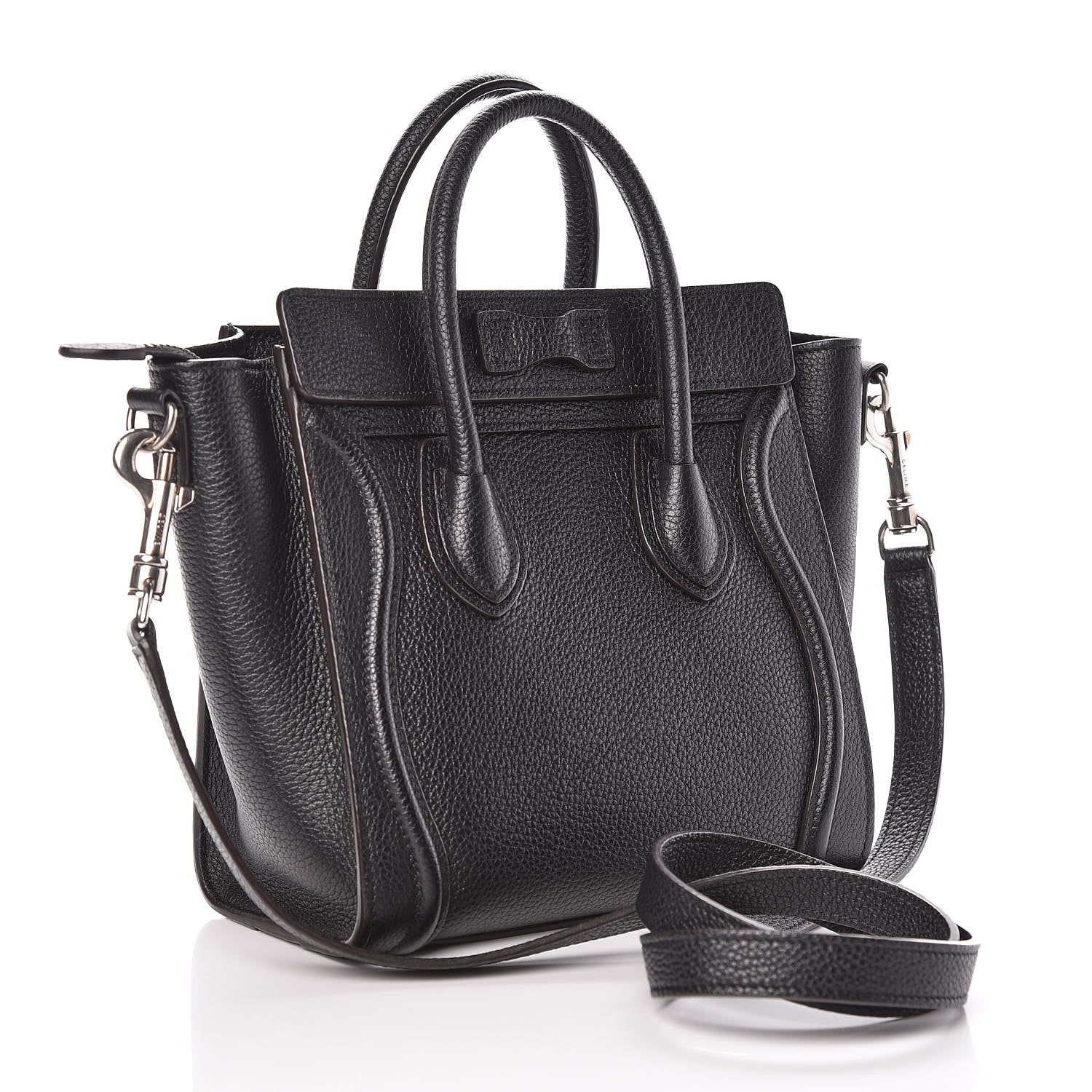 Celine Drummed Calfskin Nano Luggage Black 3 of 8