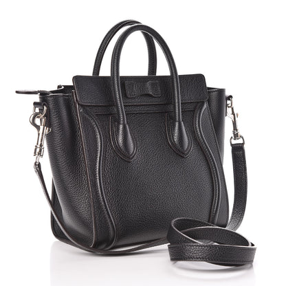 Celine Drummed Calfskin Nano Luggage Black 3 of 8