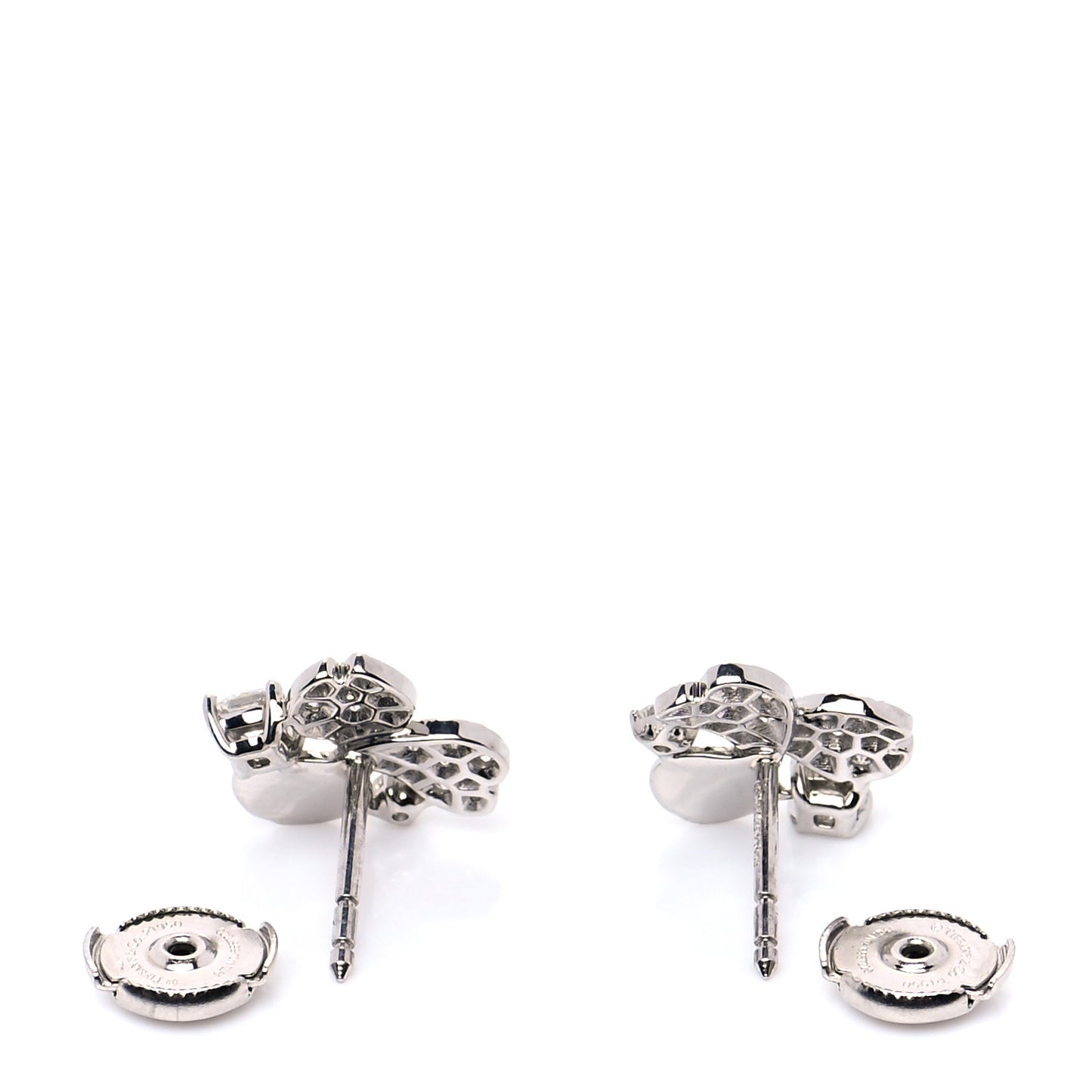 Platinum Diamond Paper Flowers Cluster Earrings
