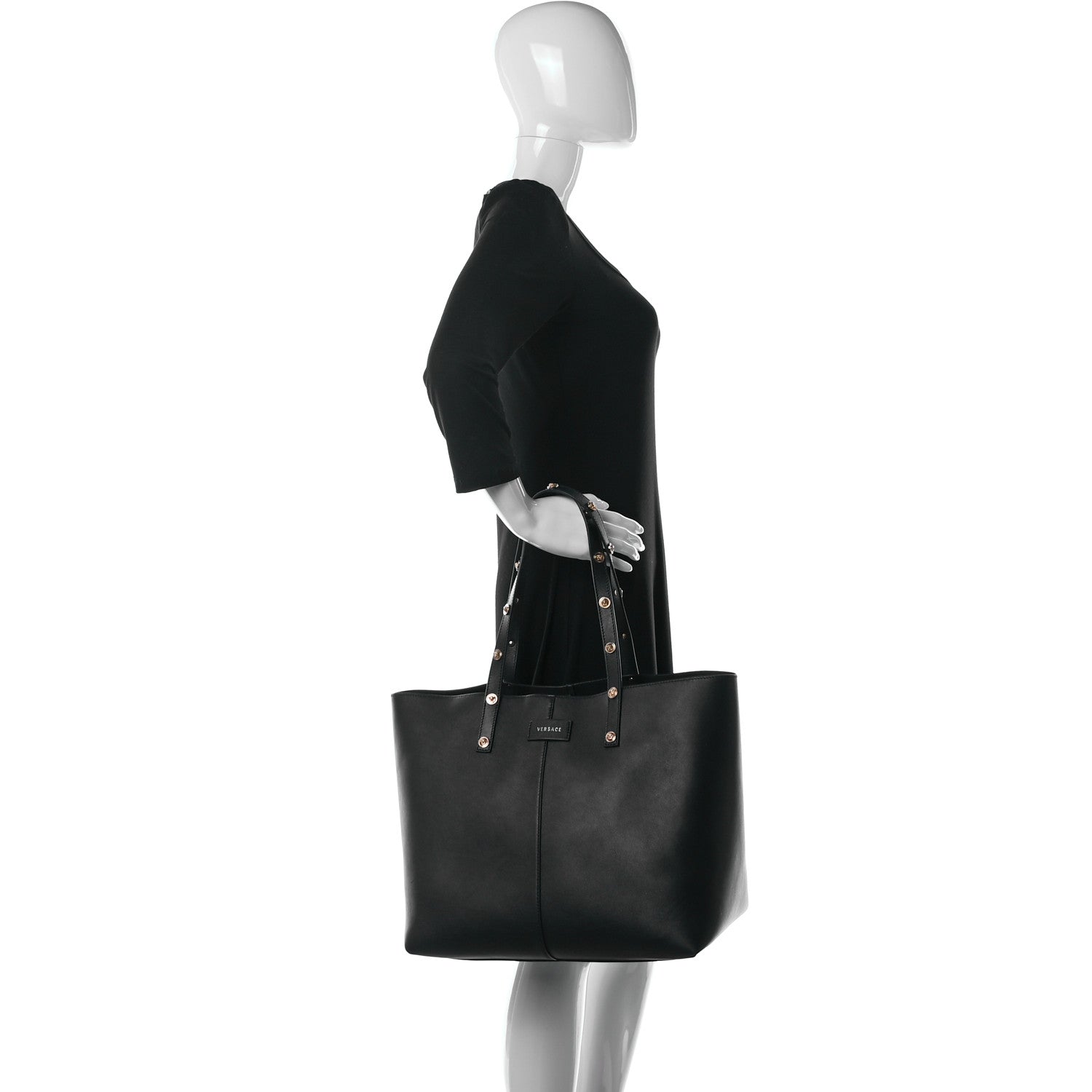 Versace Calfskin Palazzo Tote Black 2 of 12