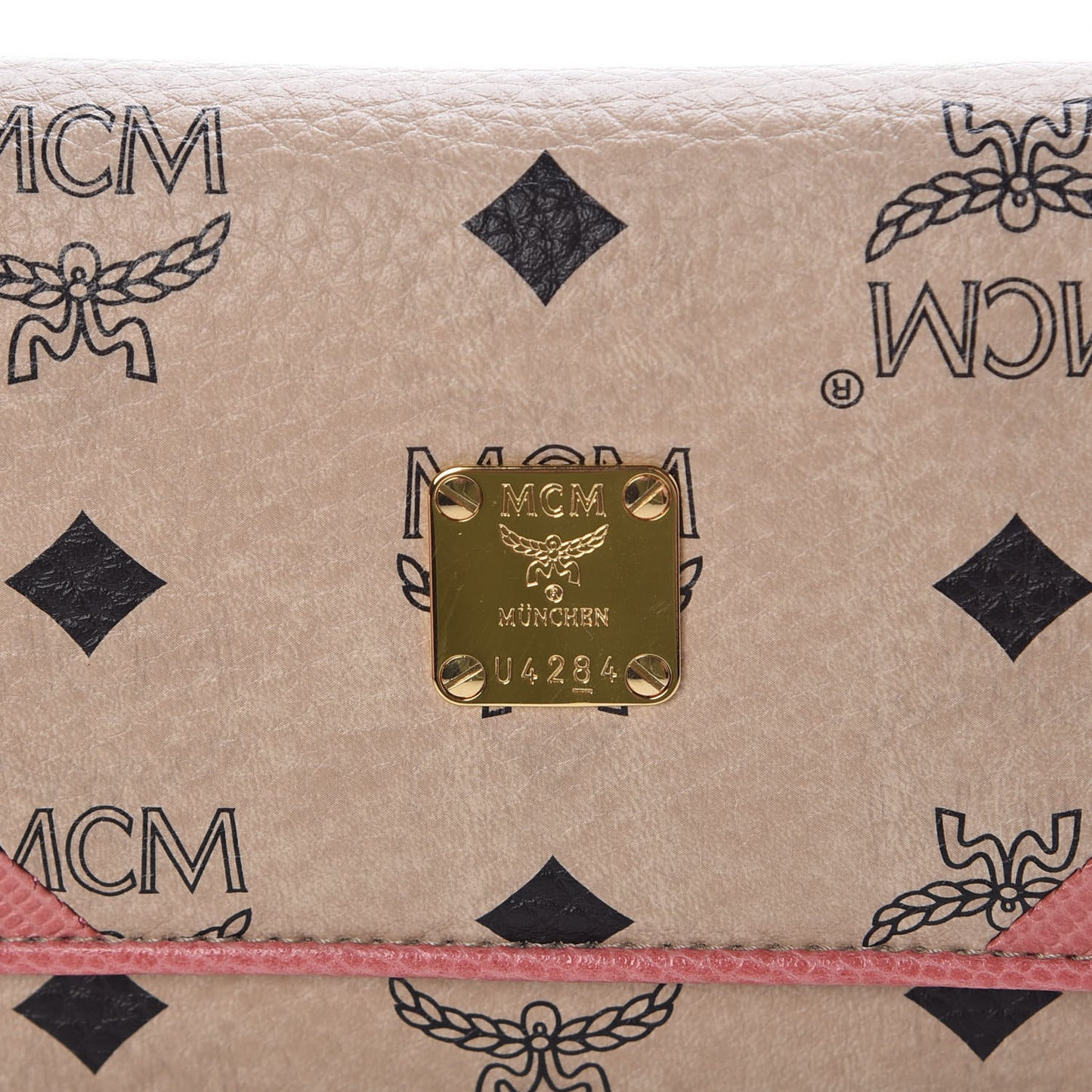 Visetos Lizard Continental Flap Wallet Pink Beige