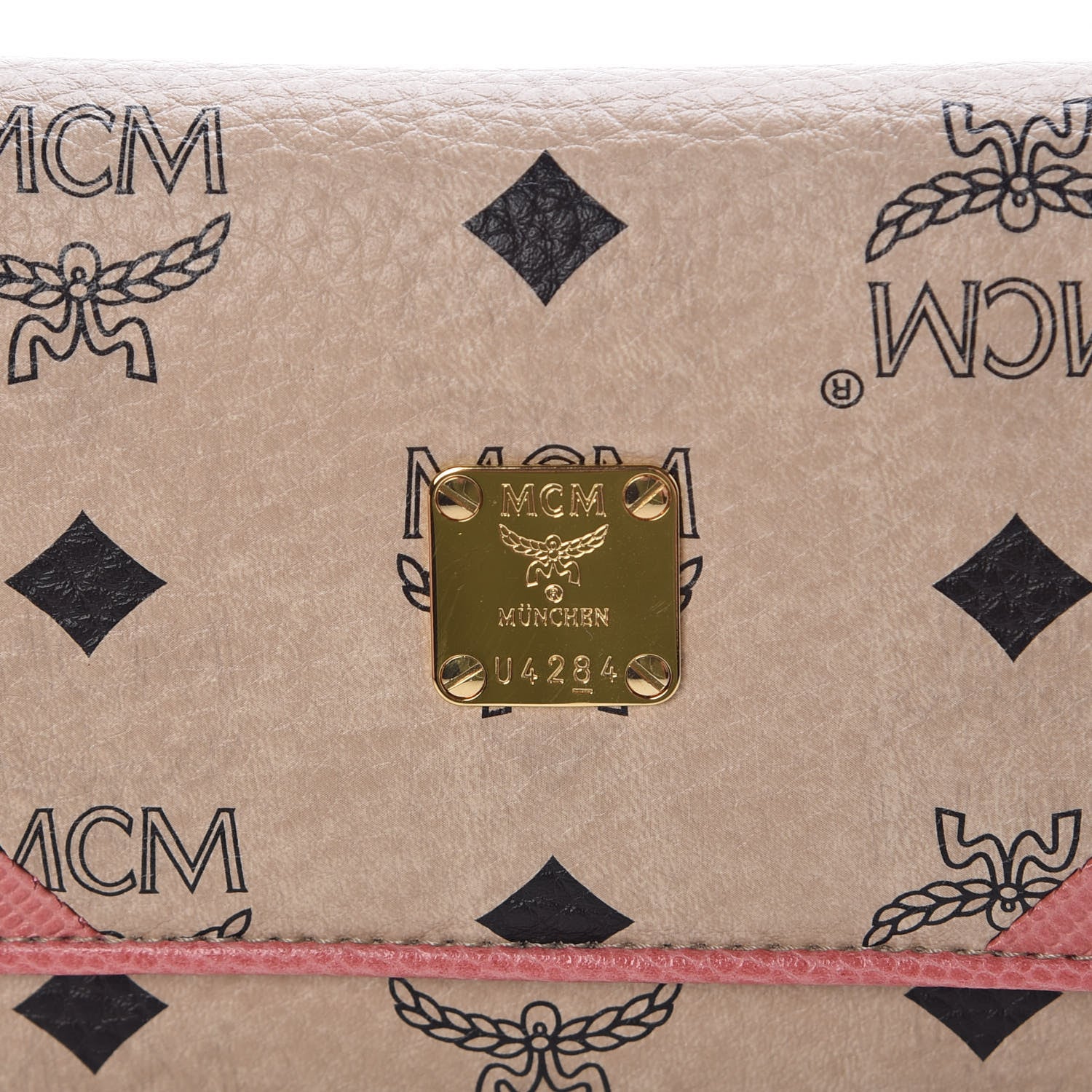 MCM Visetos Lizard Continental Flap Wallet Pink Beige 10 of 10
