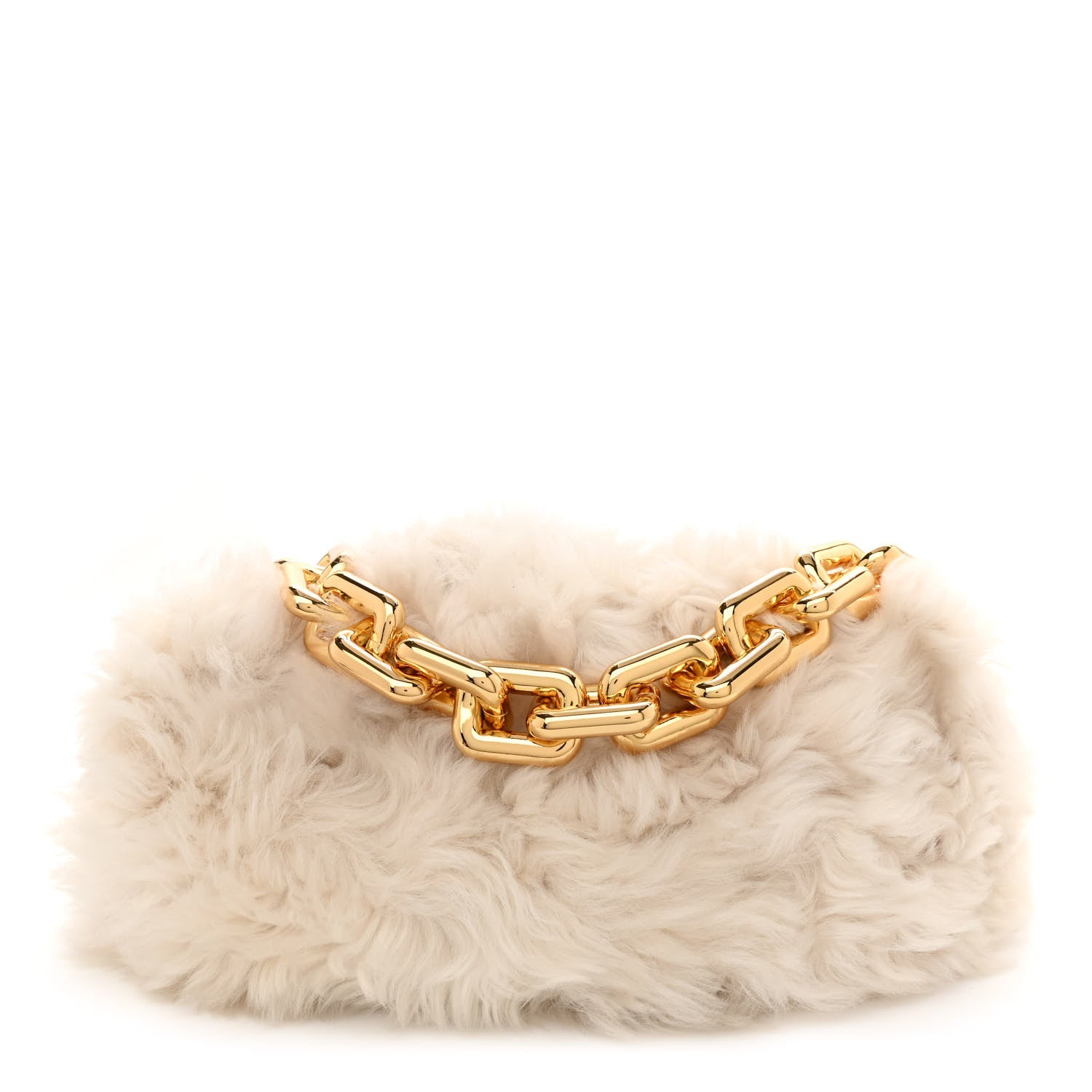 Bottega Veneta Shearling Lambskin The Pouch Chain White 1 of 8