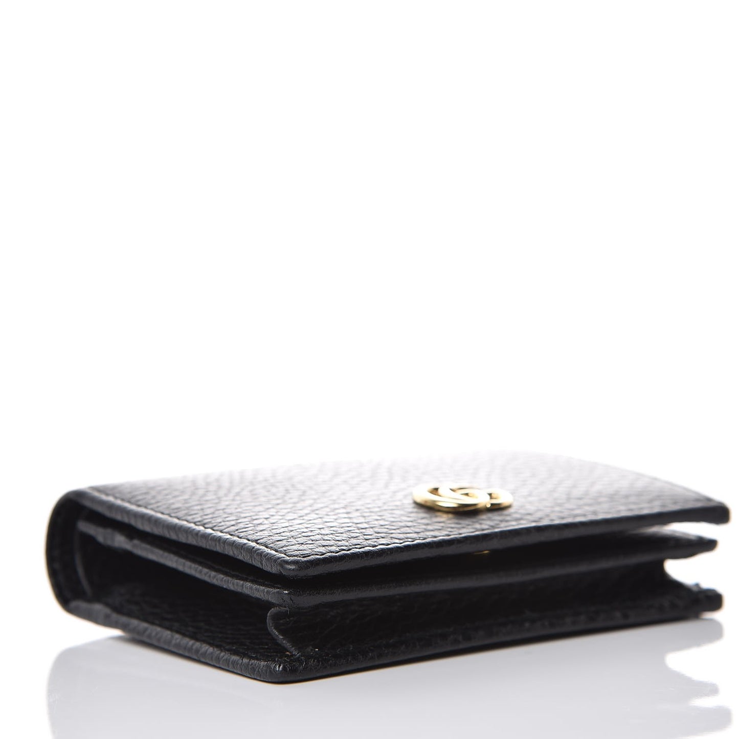 Pebbled Calfskin GG Marmont Card Case Black
