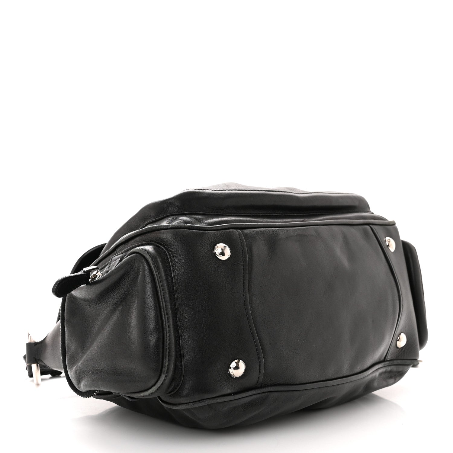 Prada Cervo Antik Easy A Foldover Pushlock Flap Shoulder Bag Black 4 of 12