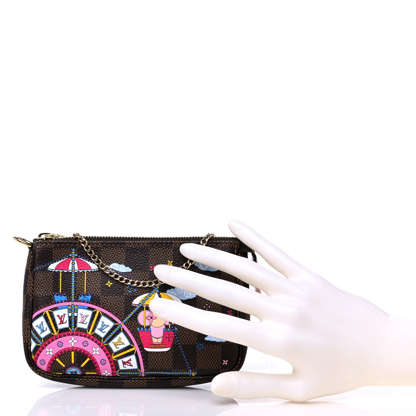Damier Ebene 2020 Christmas Animation Big Wheel Mini Pochette Accessories Rose Ballerine