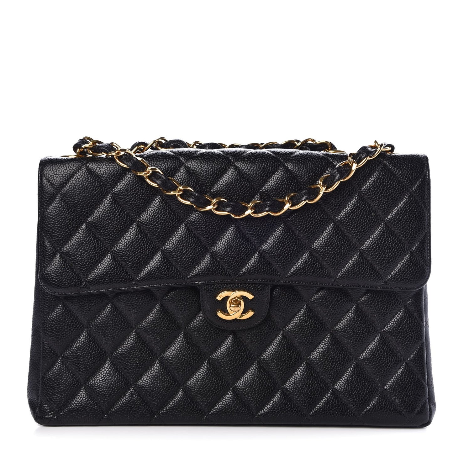 Caviar Quilted Jumbo Single Flap Black