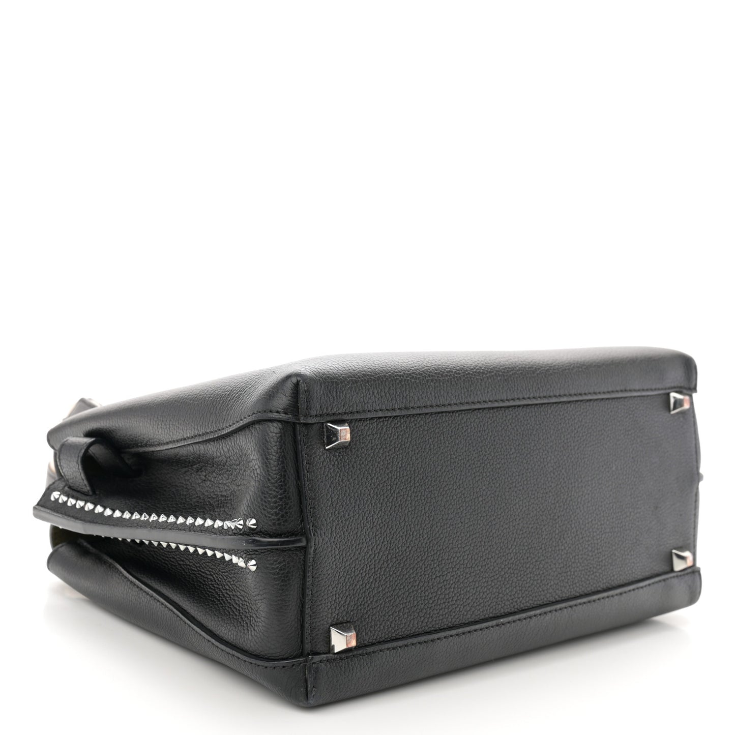 Grained Calfskin Studded Medium Milla Tote Black