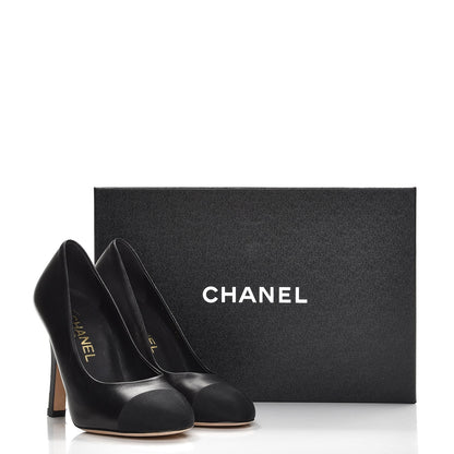 Chanel Lambskin Grosgrain Cap Toe Pearl Pumps 36 Black 9 of 9