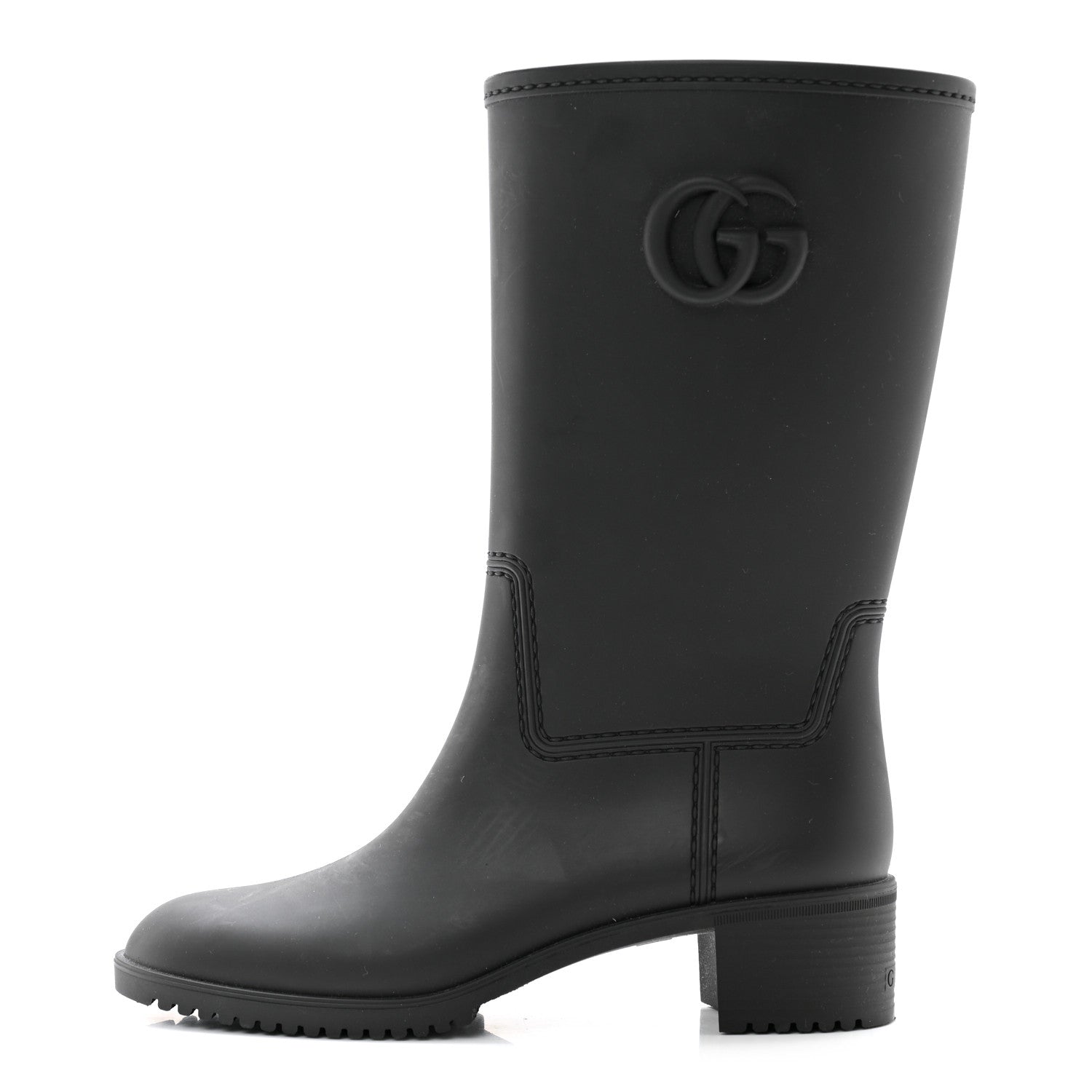 Gucci Rubber Double G Womens Rain Boots 39 Black 1 of 11