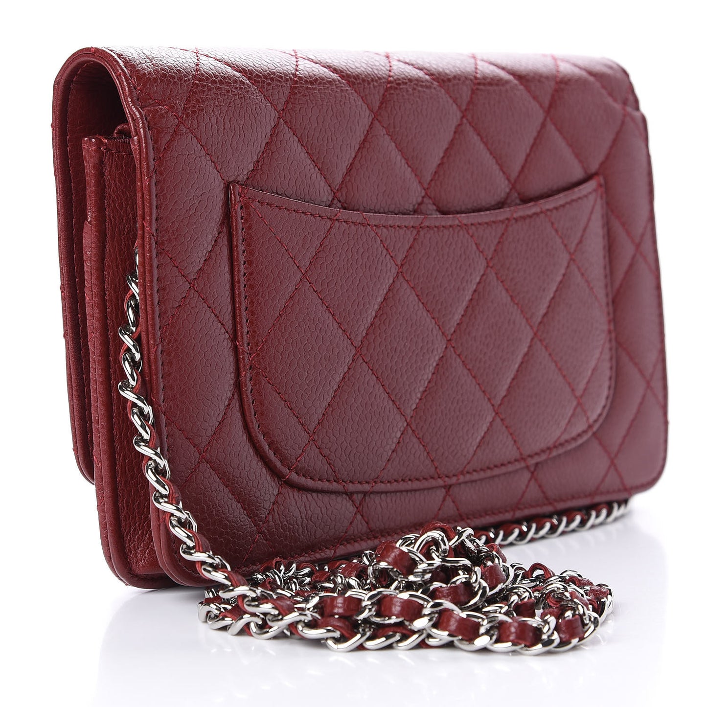 Caviar Quilted Wallet On Chain WOC Red