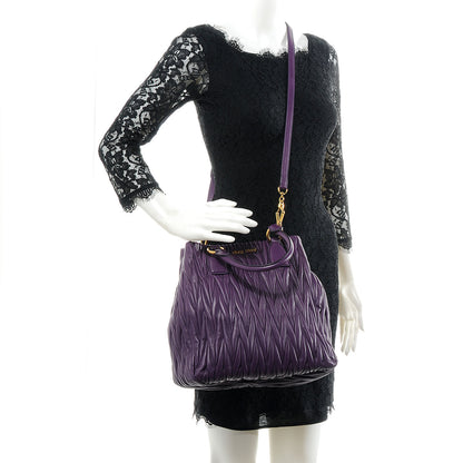 Miu Miu Nappa Leather Matelasse Tote Viola Purple 2 of 8
