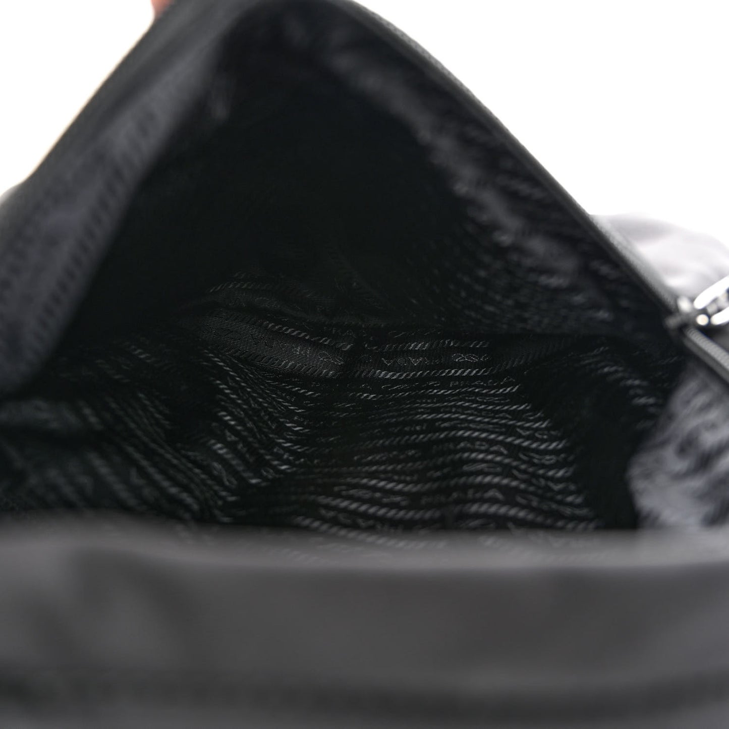 Re-Nylon Vitello Metal Triangle Logo Sling Backpack Black