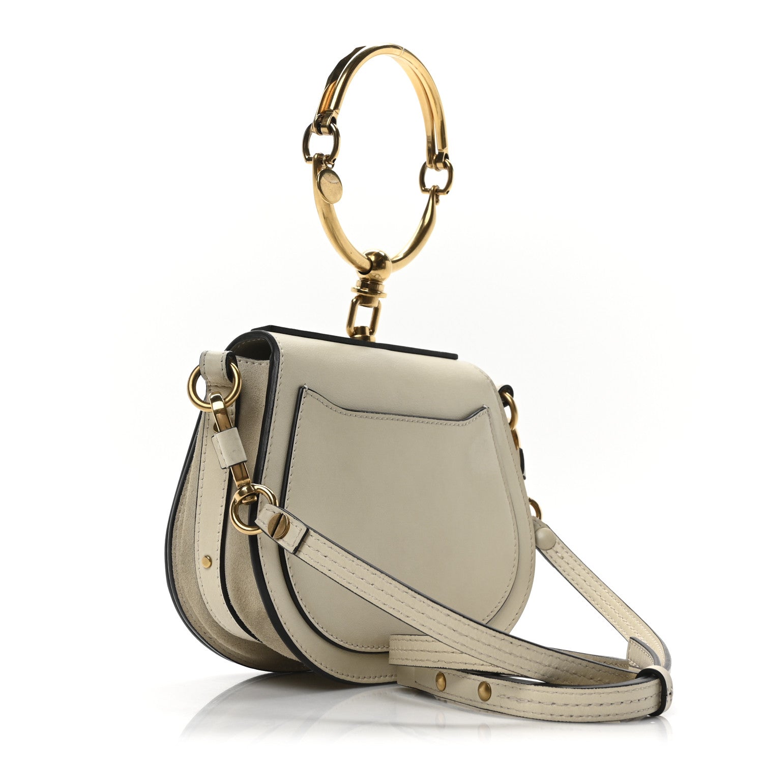 Chloe Calfskin Suede Small Nile Bracelet Bag Off White 3 of 10