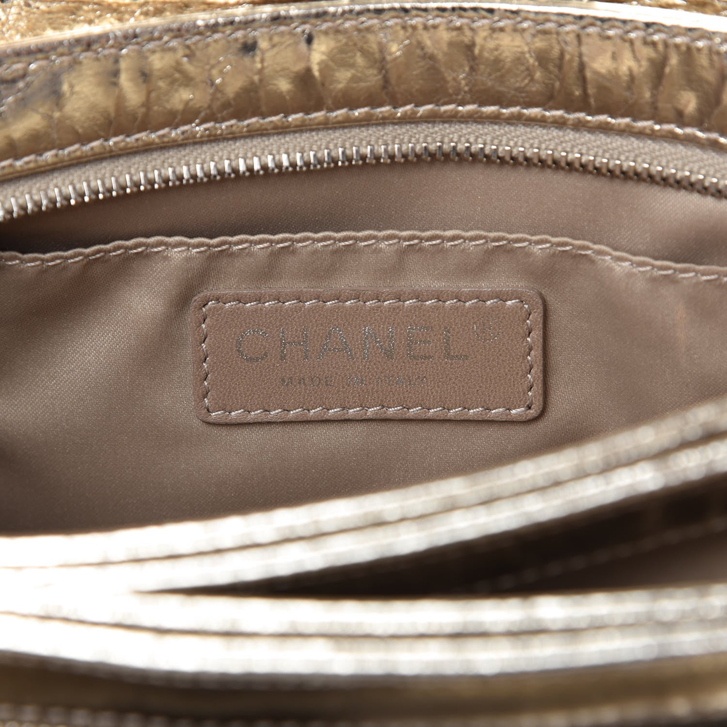 Chanel Metallic Crackled Calfskin Medium Clam's Pocket Flap Gold 10 of 13