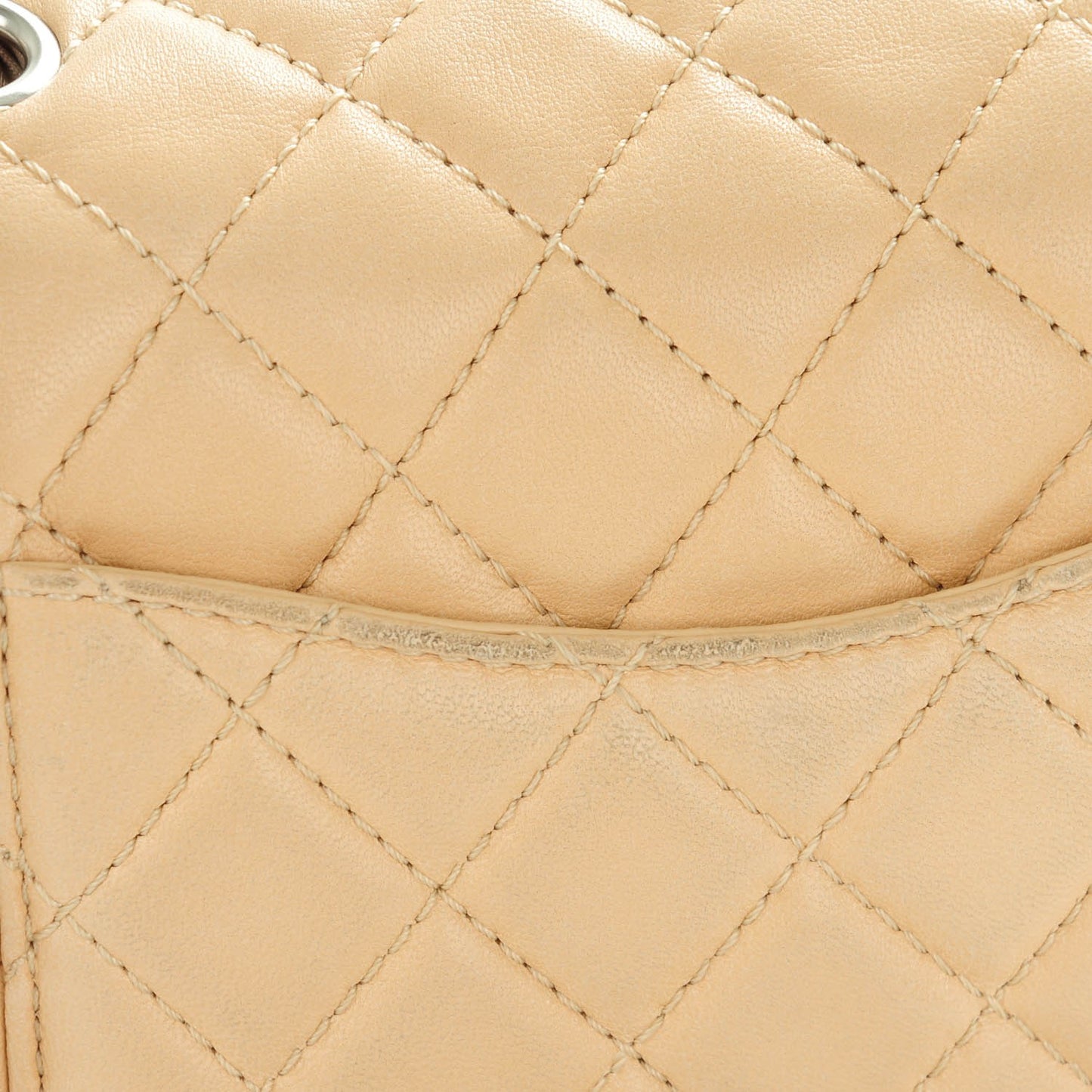Lambskin Quilted Mini Square Flap Beige Clair