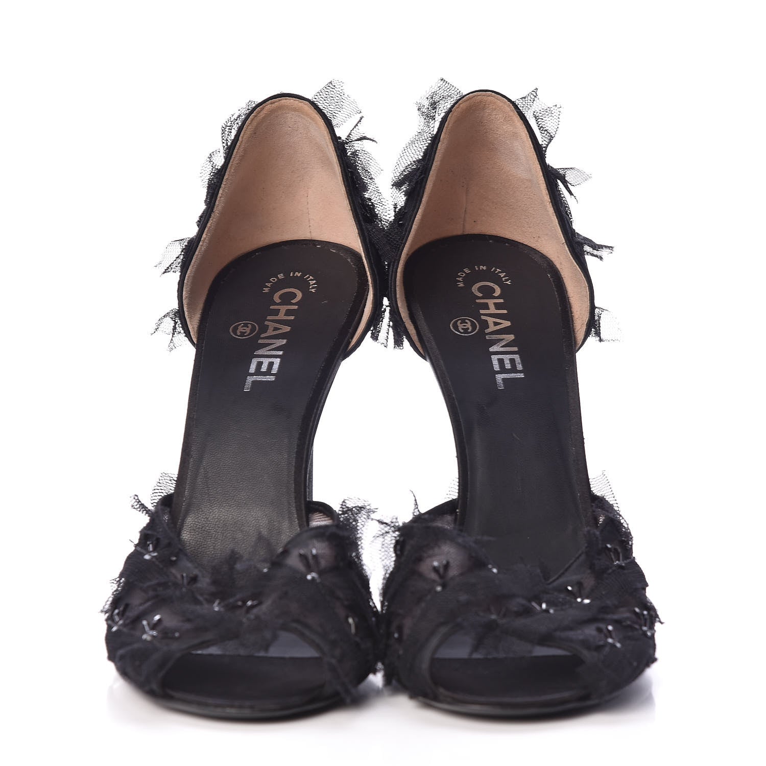 Chanel Mesh Open Toe CC Pumps 41 Black 2 of 11