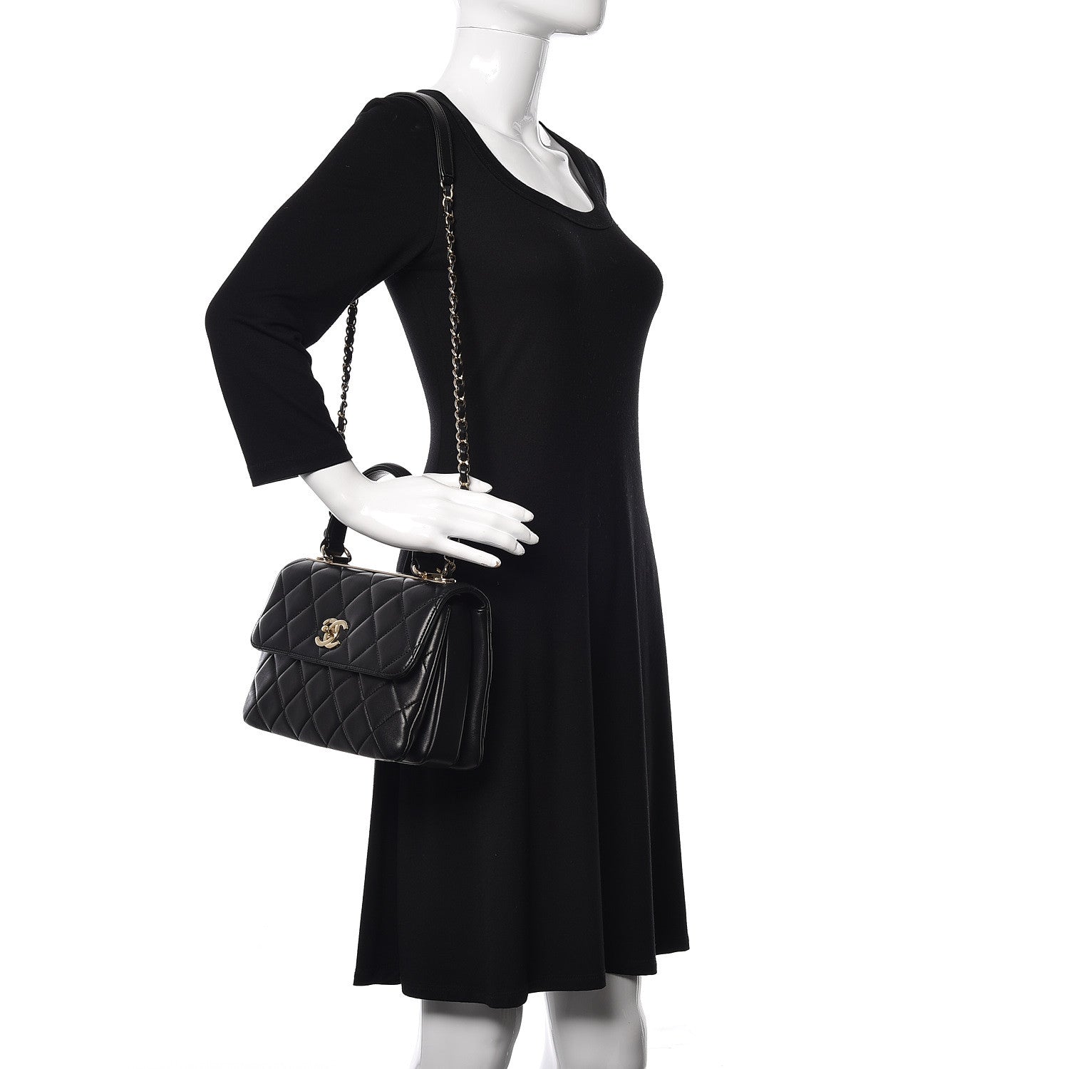 Chanel Lambskin Quilted Small Trendy CC Dual Handle Flap Bag Black 2 of 10
