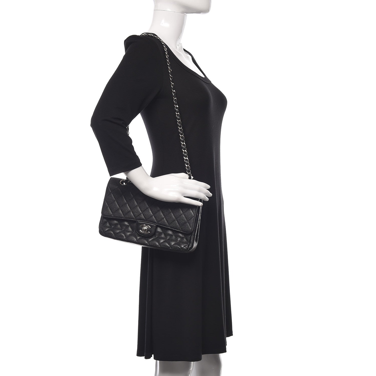 Chanel Caviar Quilted Medium Double Flap Black 2 of 25