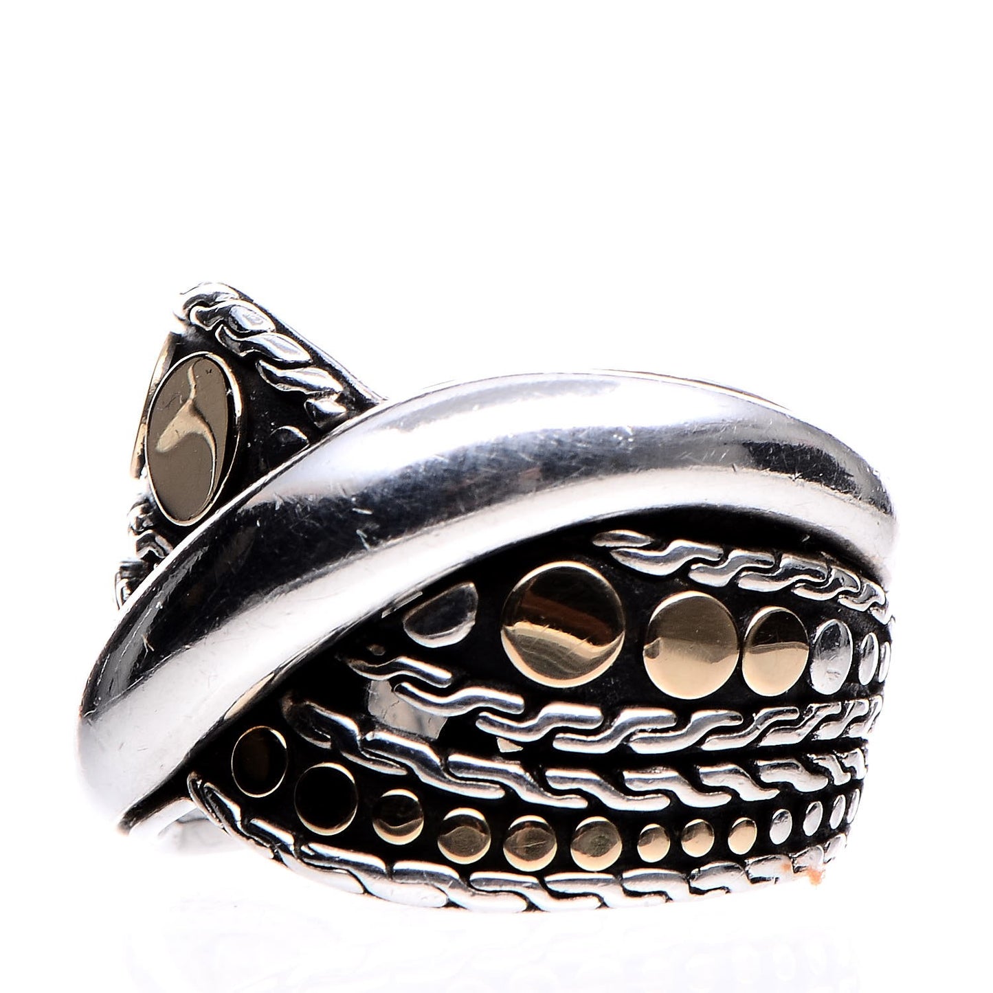 Sterling Silver 18K Yellow Gold Dot Menari Twist Ring 55.7 7.5