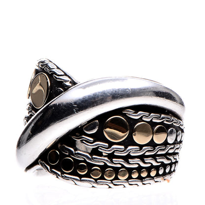 John Hardy Sterling Silver 18K Yellow Gold Dot Menari Twist Ring 55.7 7.5 3 of 6