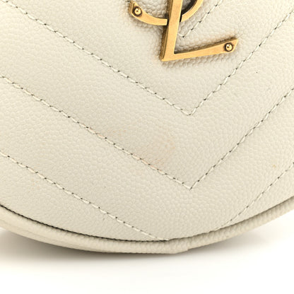 Saint Laurent Grain De Poudre Matelasse Chevron Quilted Round Vinyle Camera Bag White 10 of 10