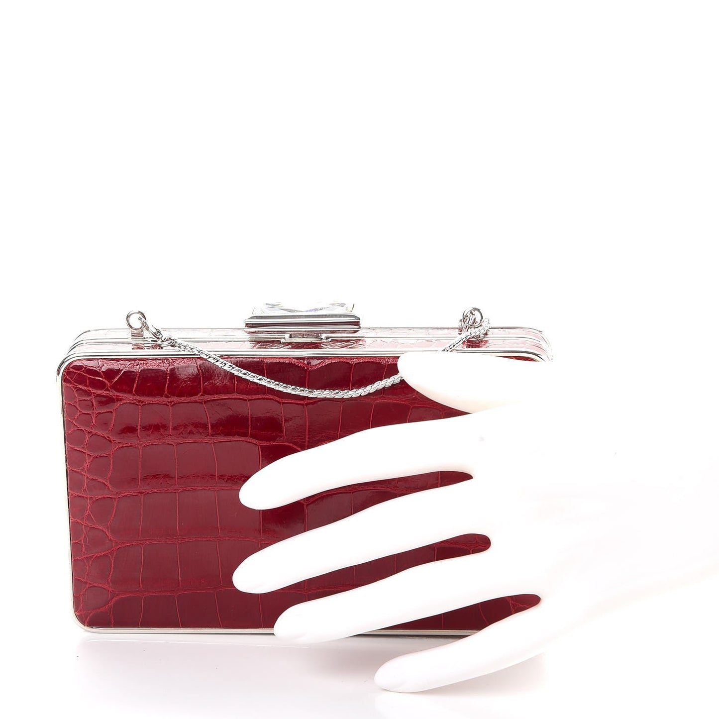 Crocodile Austrian Crystal Box Clutch Red