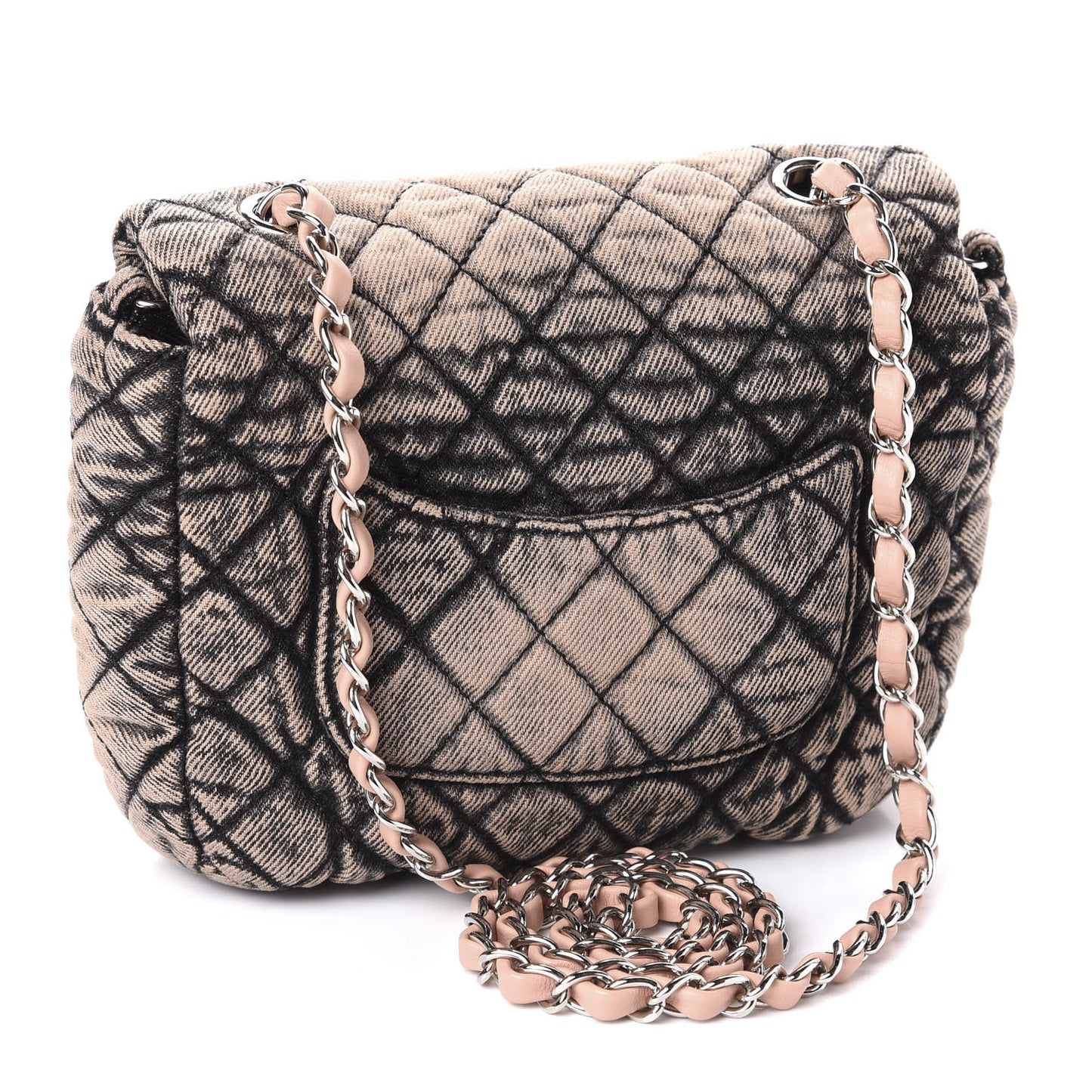 Washed Denim Quilted Small Denimpression Flap Rose Clair