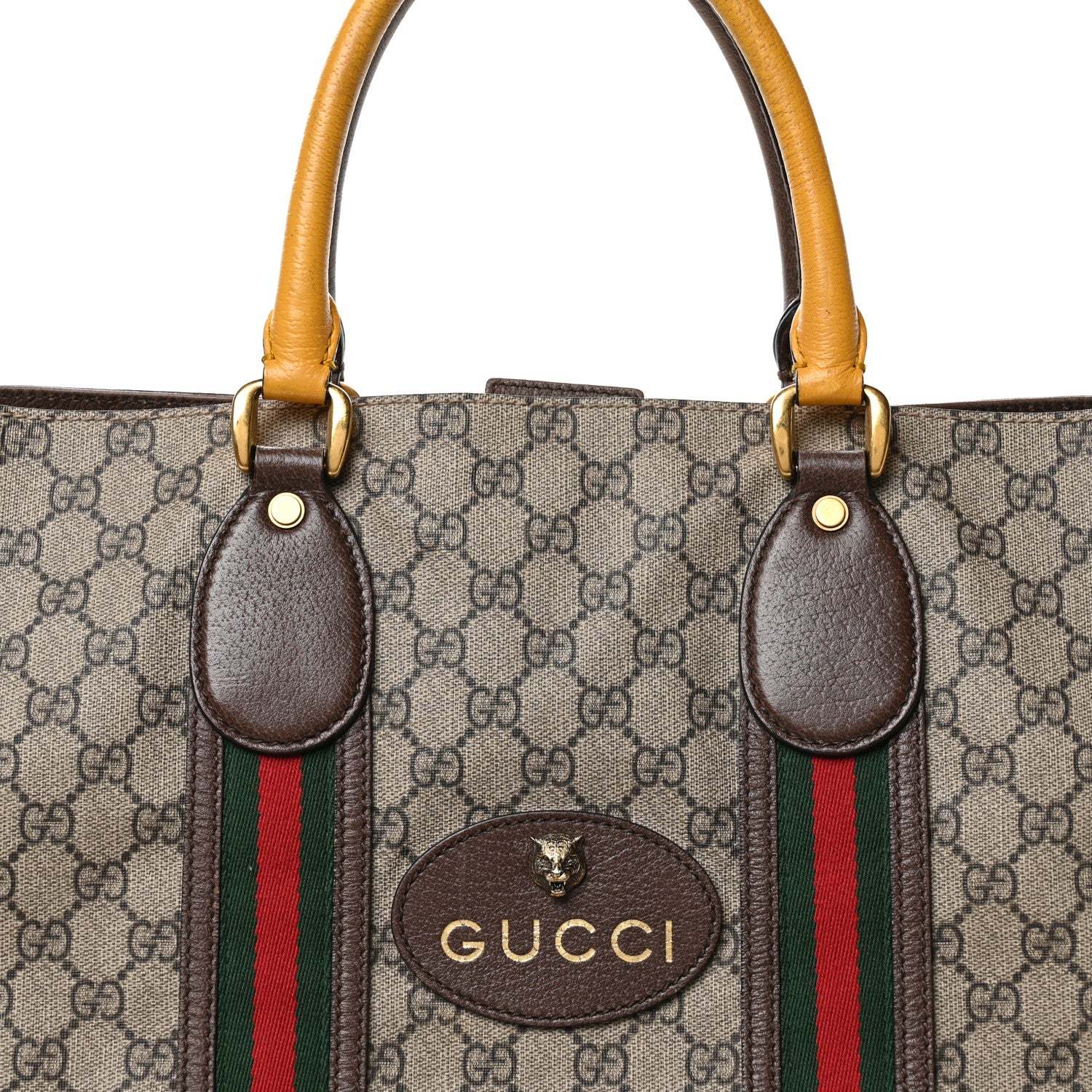 Gucci GG Supreme Monogram Web Neo Vintage Tote Beige New Acero Crop 8 of 11