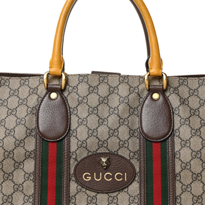 Gucci GG Supreme Monogram Web Neo Vintage Tote Beige New Acero Crop 8 of 11