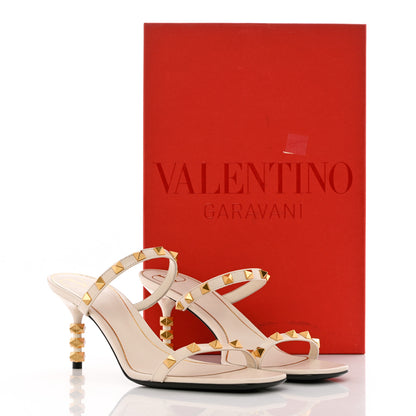 Valentino Garavani Calfskin Rockstud 50mm Slide Sandals 38 Ivory 8 of 8