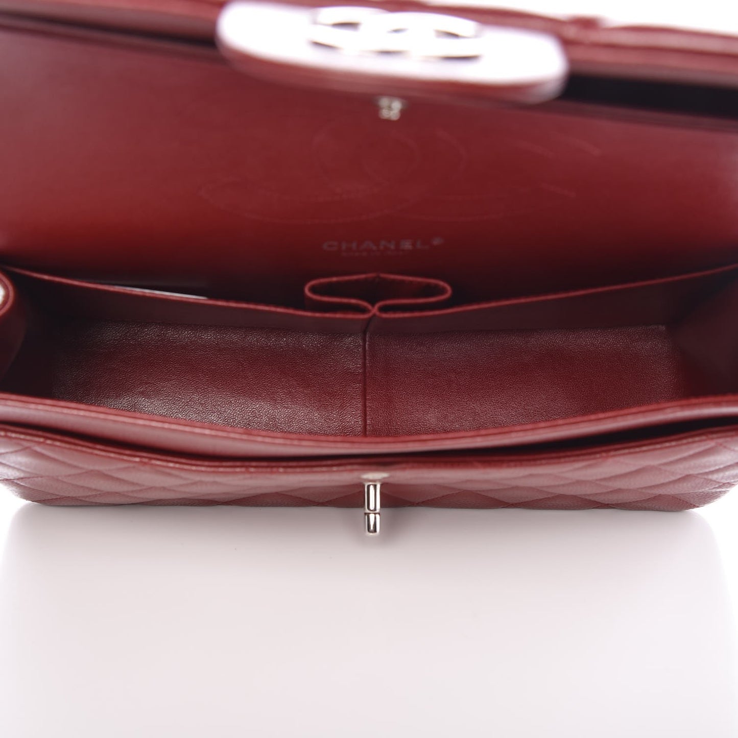 Caviar Quilted Jumbo Double Flap Burgundy