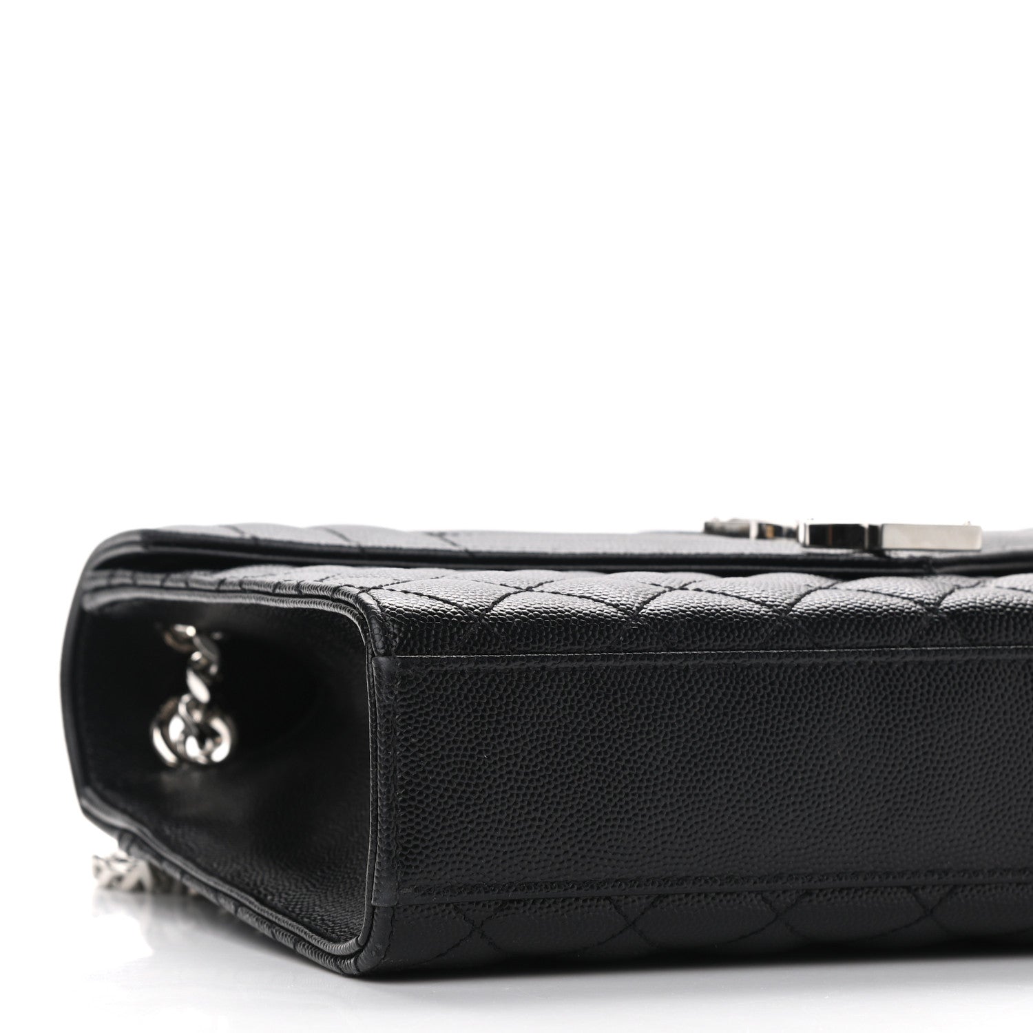 Saint Laurent Grain De Poudre Textured Mixed Matelasse Triquilt Medium Monogram Satchel Black 7 of 9