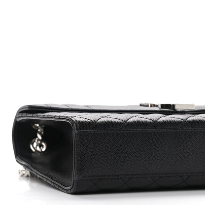 Saint Laurent Grain De Poudre Textured Mixed Matelasse Triquilt Medium Monogram Satchel Black 7 of 9
