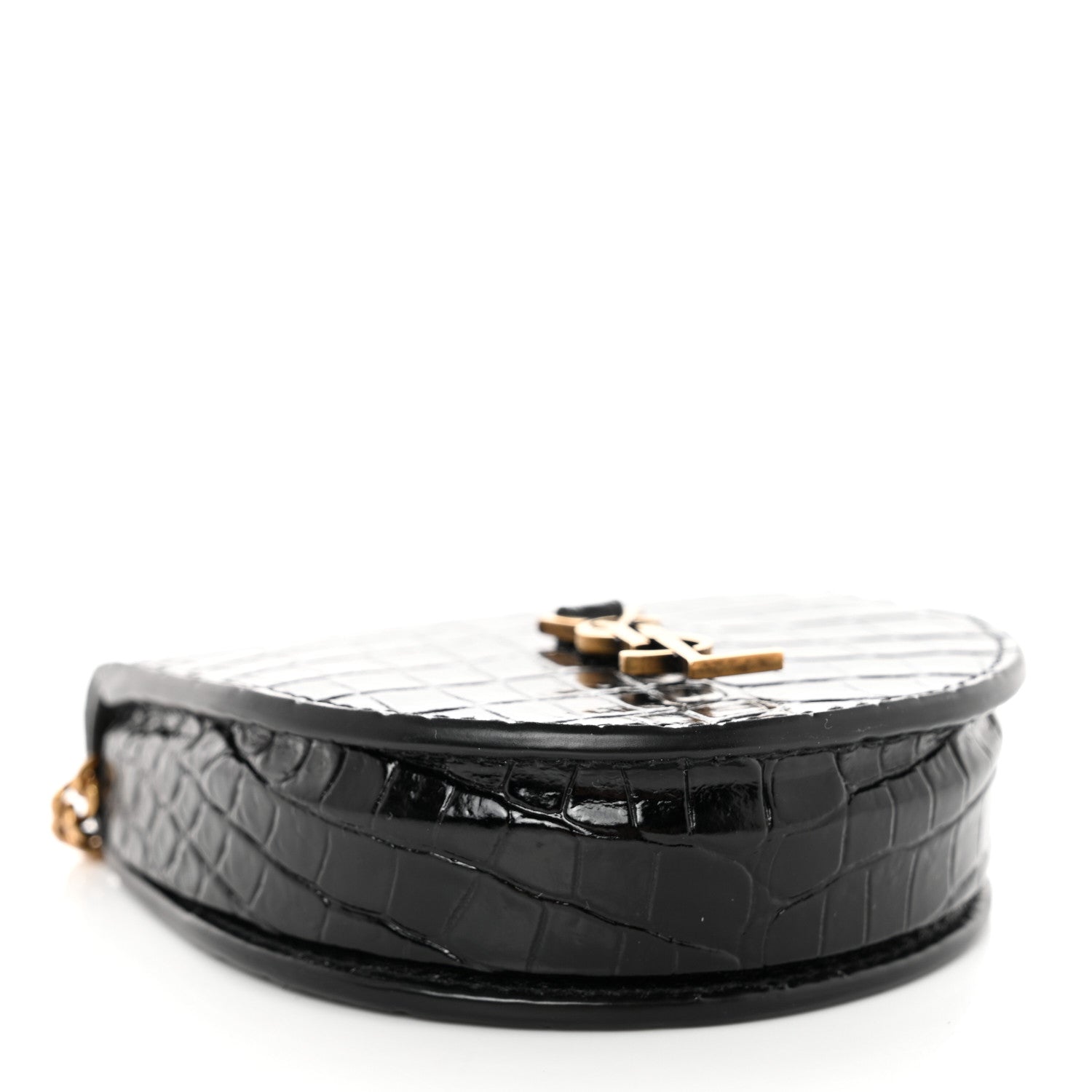 Saint Laurent Patent Crocodile Embossed Monogram Baby Kaia Crossbody Bag Black 4 of 7