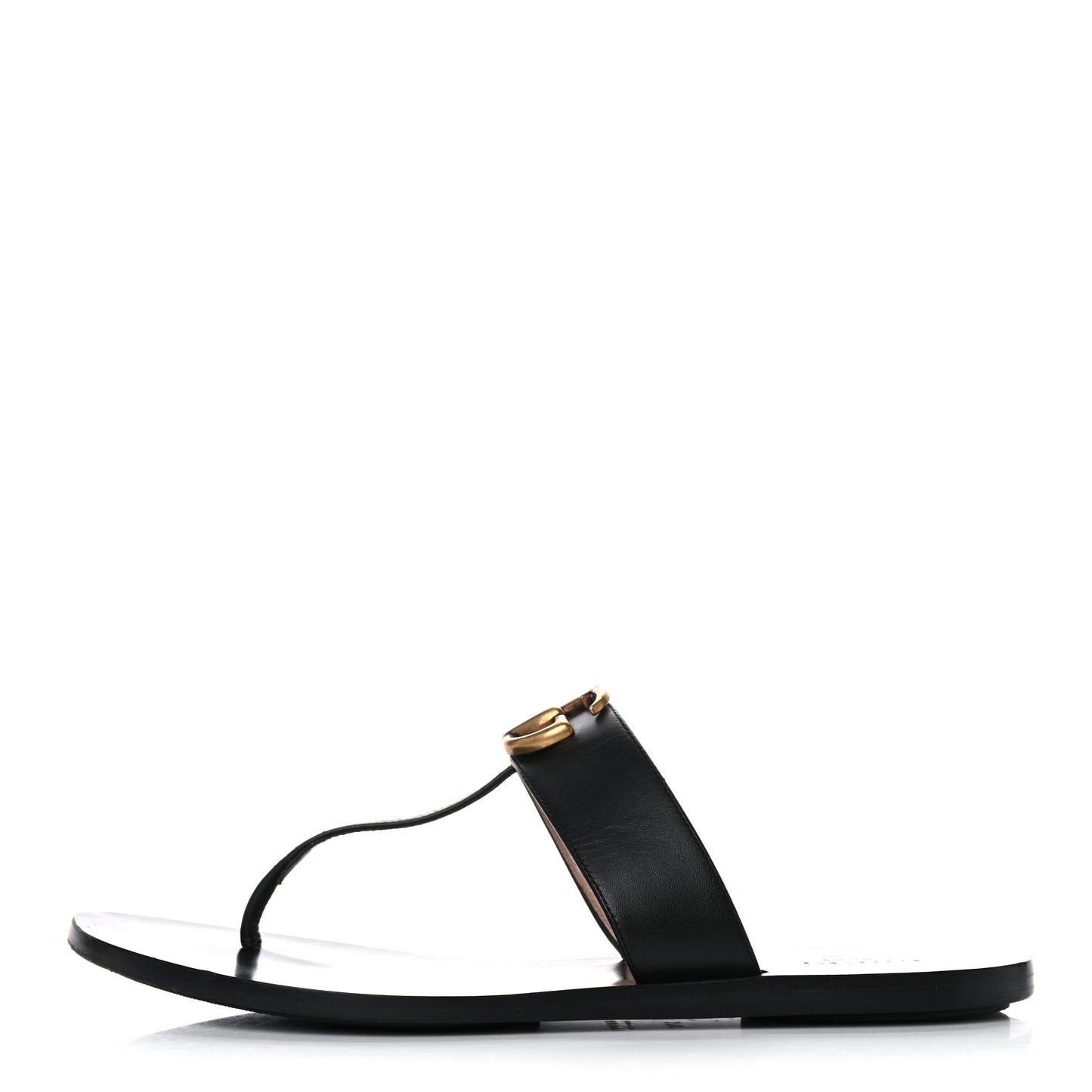 Calfskin GG Marmont Thong Sandals 37.5 Black