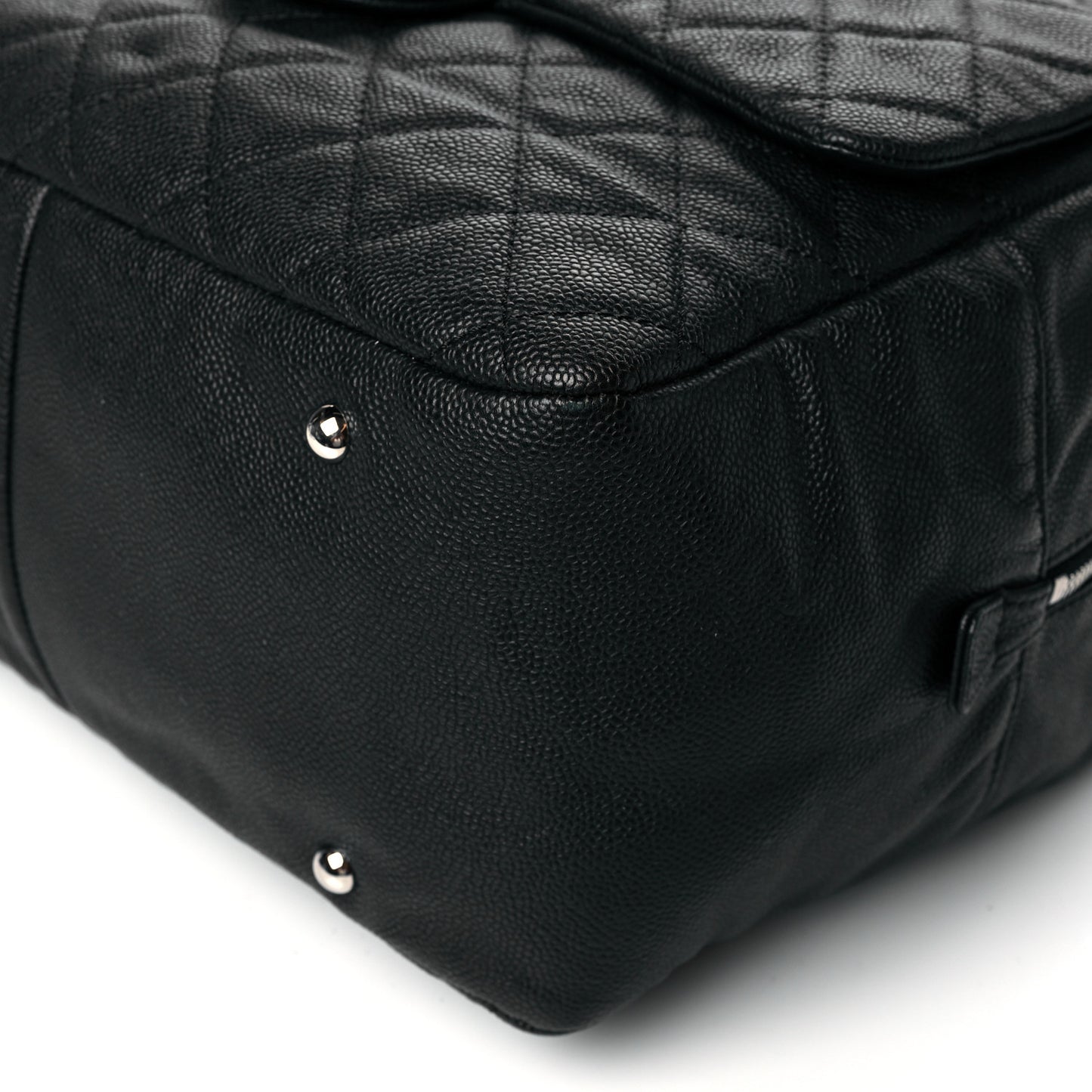 Caviar Quilted Travel Flap Tote Black