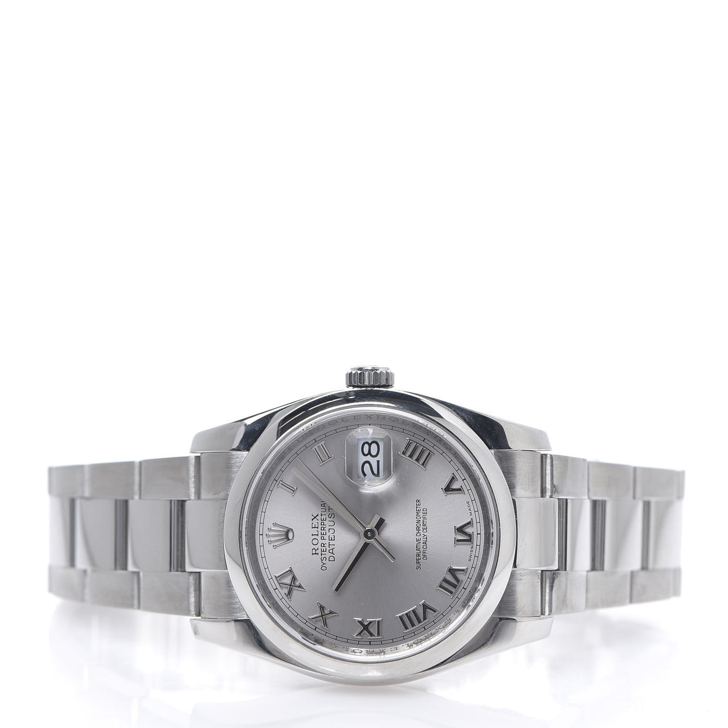 Stainless Steel 36mm Oyster Perpetual Datejust Watch Silver Roman 116200