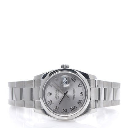 Rolex Stainless Steel 36mm Oyster Perpetual Datejust Watch Silver Roman 116200 2 of 5